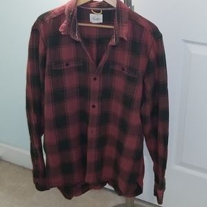 Koto mens red washed buffalo plaid shirt